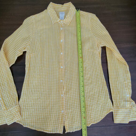 J. Crew The Perfect Shirt Women's Size XS Yellow Button Down Plaid - Picture 6 of 10